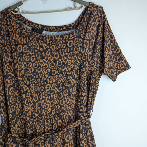 Lane Bryant Brown Black Leopard 3/4 Sleeve One-Shoulder Hacci Jumpsuit 34/36 - Picture 4 of 12